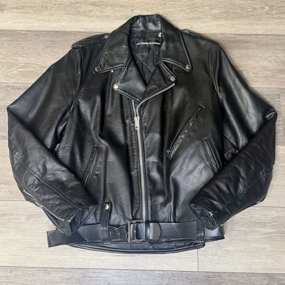 Vintage 1970s AMF Harley-Davidson Cycle Champ Leather Motorcycle Jacket Size 44